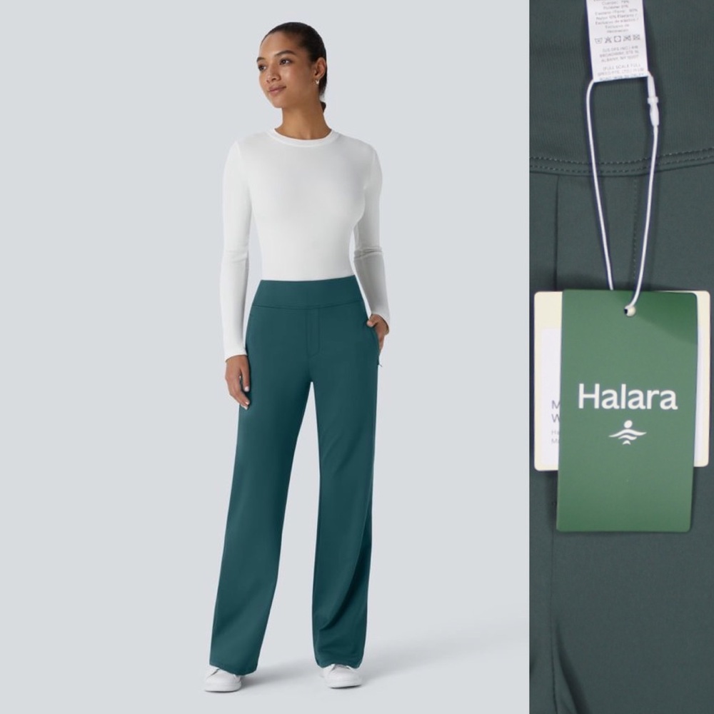 Halara Flex NWT DayStretch Mid Rise Side Zipper Pocket Work Flare Pants Small